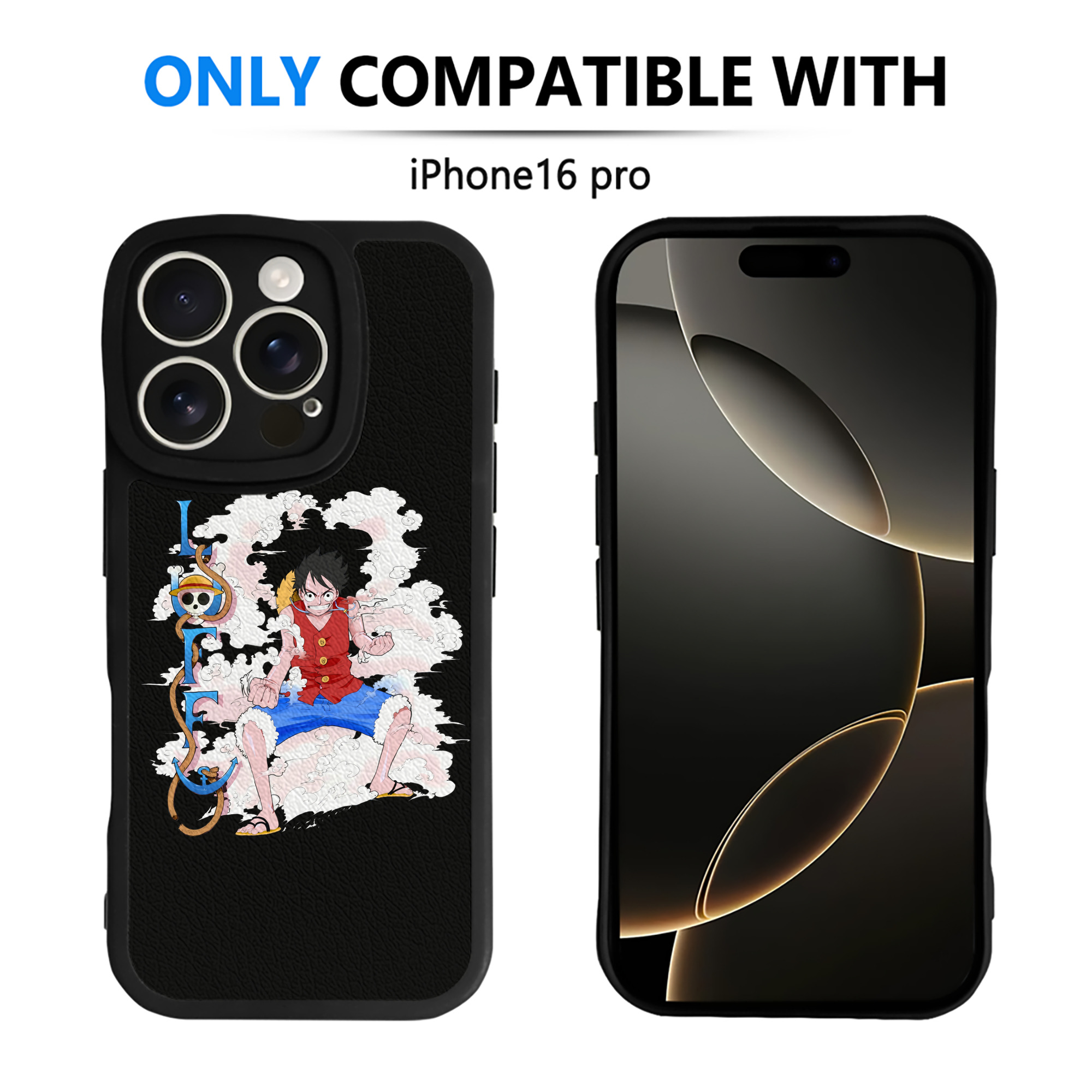 （画像用） ワンピース モンキー・D・ルフィ ONE PIECE Monkey D. Luffy 【iPhone 16シリーズ対応】シリコンスマホケース（レザー調） 材質：シリコン